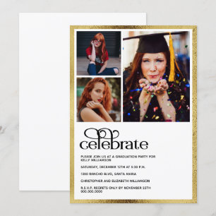 Abschluss Gold Graduate Foto Einladung