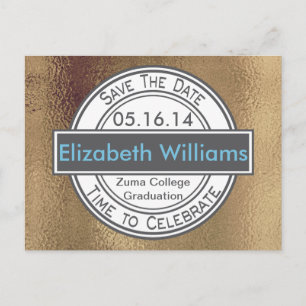 Abschluss-Gold-Schimmer-Save-The-Date Postkarte