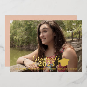 Abschluss Gold Script Pressed Foil Foto Folieneinladung