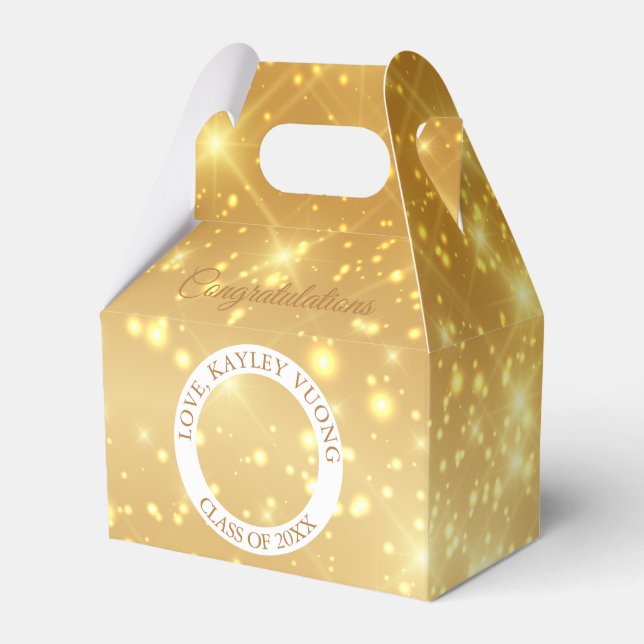 Abschluss Gold Sparkle Custom Senior Foto Party Geschenkschachtel (Vorderseite)