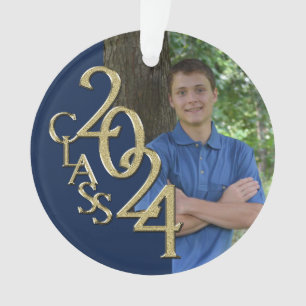 Abschluss Gold und Blue 2024 Foto Ornament