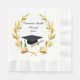 Abschluss, Goldlaurel, Cap & Diploma Serviette