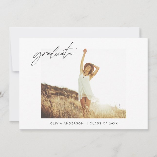 Abschluss Grad Ankündigung Foto Minimalistisch (Vorderseite)