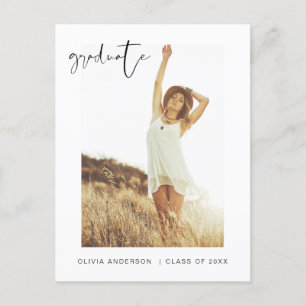 Abschluss Grad Ankündigung Foto Minimalistisch Pos Postkarte