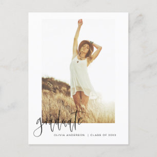 Abschluss Grad Ankündigung Foto Minimalistisch Pos Postkarte