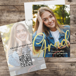 Abschluss Grad Gold Kalligrafie   QR-Code-Website Einladung