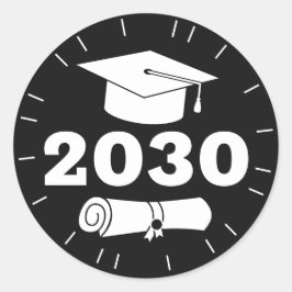 Abschluss Grad Jahr Cap Diploma Klassischer Schwar Runder Aufkleber