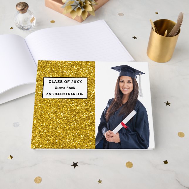 Abschluss Graduate Class Glitzer personalisieren Gästebuch (Vorderseite Offen)