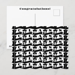 Abschluss-Graduate-Klasse 2025 Schwarz/Weiß Postkarte