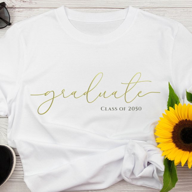 Abschluss Graduate Minimalistisch Calligraphy Cust T-Shirt (Von Creator hochgeladen)