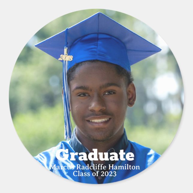 Abschluss Graduierte personalisiertes Foto Moderne Runder Aufkleber (Vorderseite)
