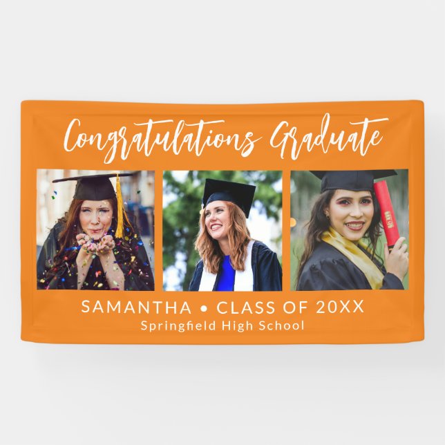 Abschluss Gratulation Absolvent 3 Foto Orange Banner (Horizontal)