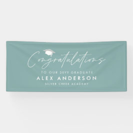 Abschluss Gratulation an schlicht-modern staubblau Banner