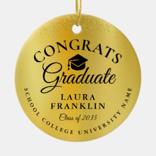 Abschluss Gratulation Gold Glitter Folie Keramik Ornament
