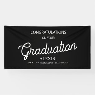 Abschluss Gratulationsparty Schwarz Weiß Groß Banner