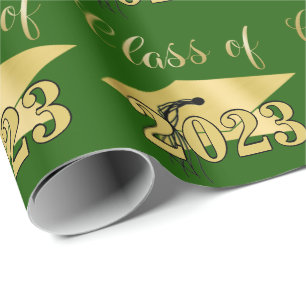 Abschluss Green Metallic Gold Class Year Geschenkpapier