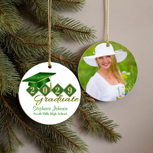 Abschluss Green und Gold Classic Foto Keramik Ornament
