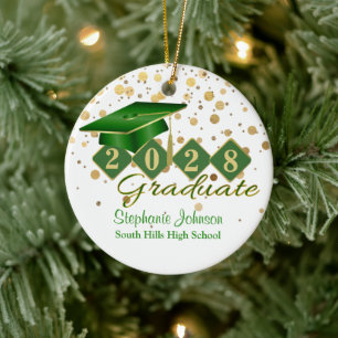 Abschluss Green und Gold Confetti Keramik Keramik Ornament