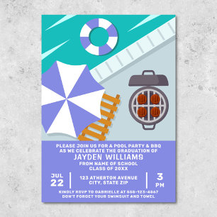 Abschluss GRILLEN Party Schwimmbad Einladung