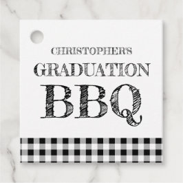 Abschluss-Grillfest Gingham Geschenkanhänger