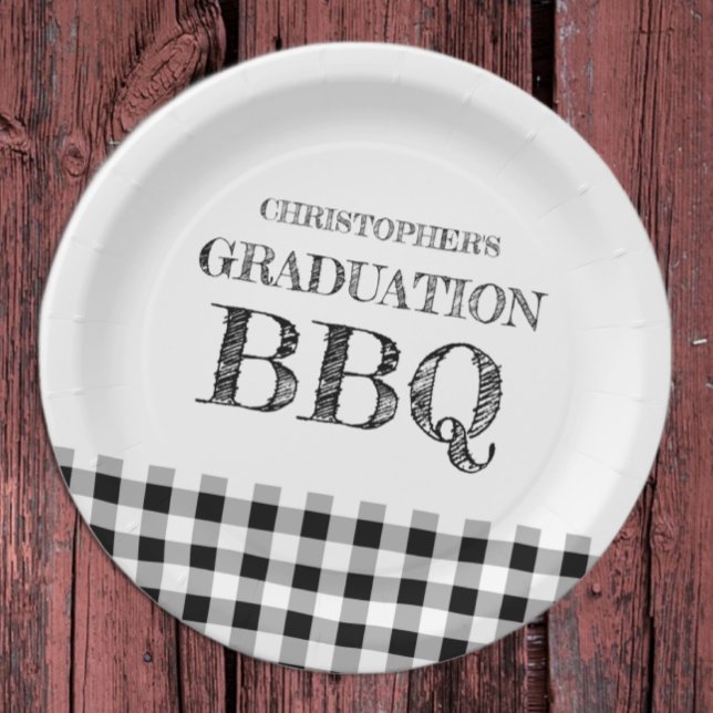 Abschluss-Grillfest Gingham Pappteller (Von Creator hochgeladen)