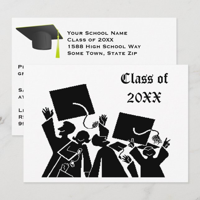 Abschluss-Gruppe-Klasse von 20XX Einladung (Vorne/Hinten)