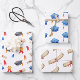 Abschluss hat Diplomaten und Medaillen-Muster Geschenkpapier Set