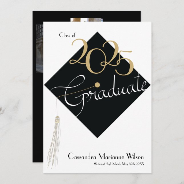 Abschluss Hat Elegant Ankündigung (Vorne/Hinten)