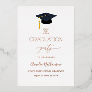 Abschluss-Hat-Graduierungsparty Folieneinladung