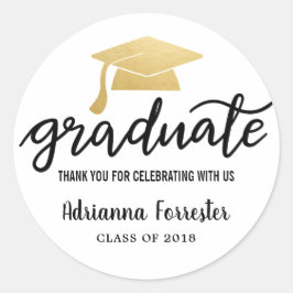 Abschluss Hat Imitats Gold Foil Vielen Dank Runder Aufkleber