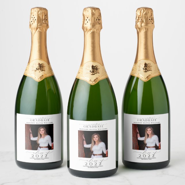 Abschluss Herzlichen Glückwunsch Foto Black Script (Flaschen)