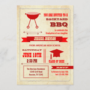 Abschluss-Hinterhof GRILLEN Einladung