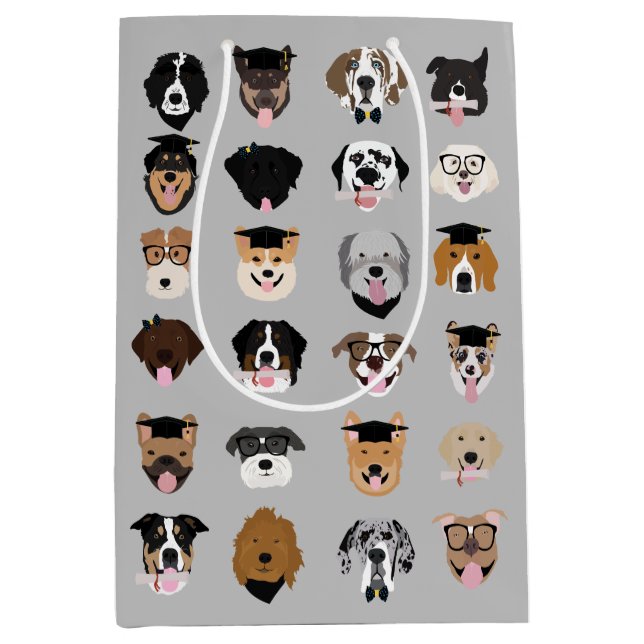 Abschluss Hund-Gesicht Mittlere Geschenktüte (Vorderseite)