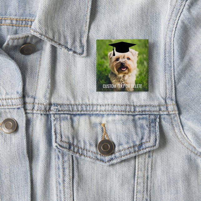 Abschluss Hund tragen Grad Cap Benutzerdefinierter Button (Beispiel)