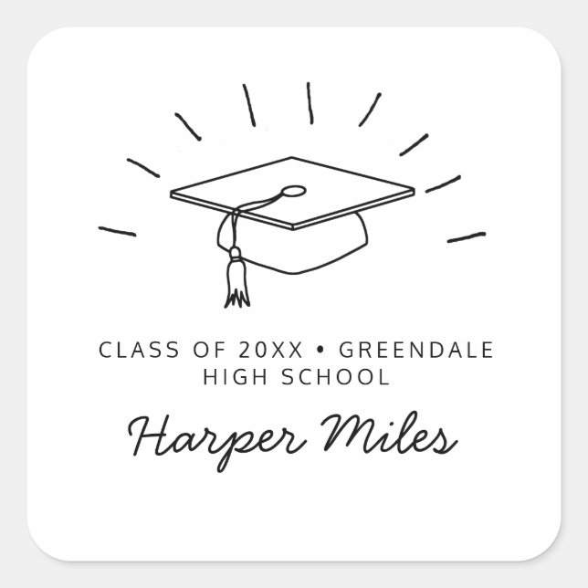 Abschluss-Hut mit Rochen Quadratischer Aufkleber (Vorderseite)