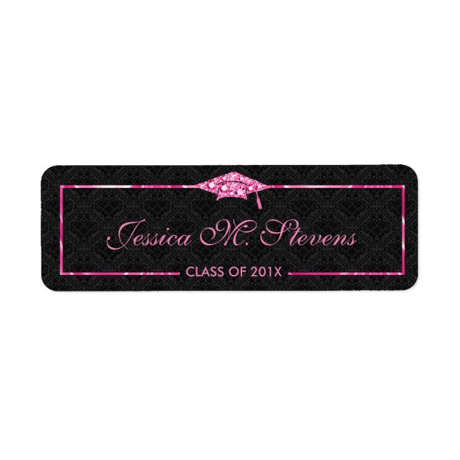 Abschluss-Hut mit rosa Rahmen (Vorne)