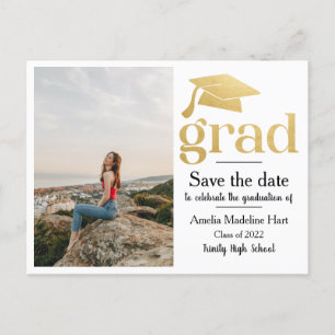 Abschluss Imitate Gold Fossil   SAVE THE DATE FOTO Postkarte