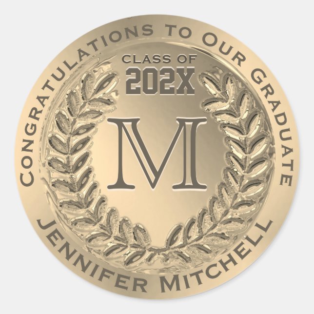 Abschluss Imitate Goldfolie Runder Aufkleber (Vorderseite)