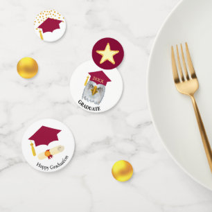 Abschluss in Burgund & Gold Konfetti