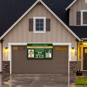 Abschluss in den Schulfarben Grün und Gold Banner