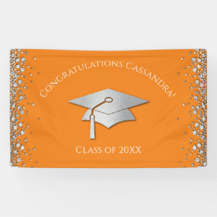 Abschluss in Orange und Silber Banner