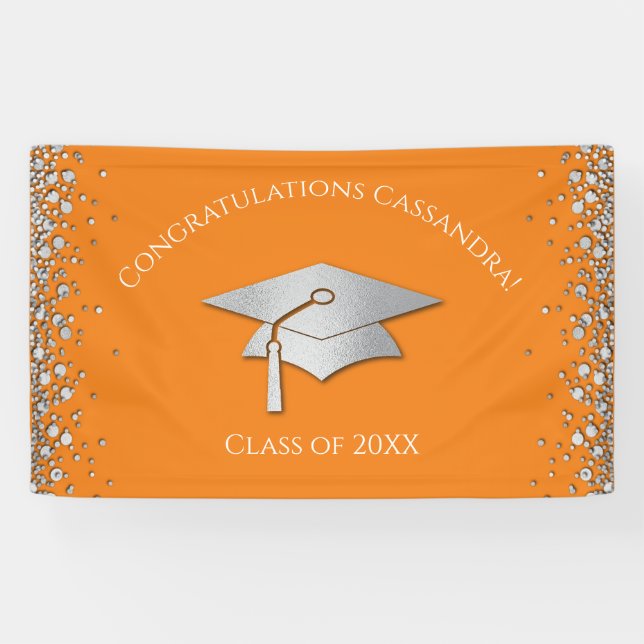 Abschluss in Orange und Silber Banner (Horizontal)