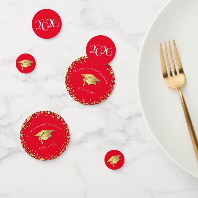 Abschluss in Rot und Gold Konfetti (Gruppe)