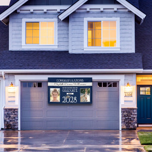 Abschluss in Schulfarben Blau und Silber Banner