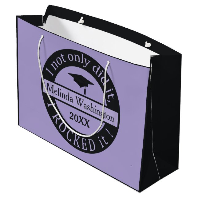 Abschluss individuelle Name & Jahresgeschenktasche Große Geschenktüte (Rückseite Schrägansicht)