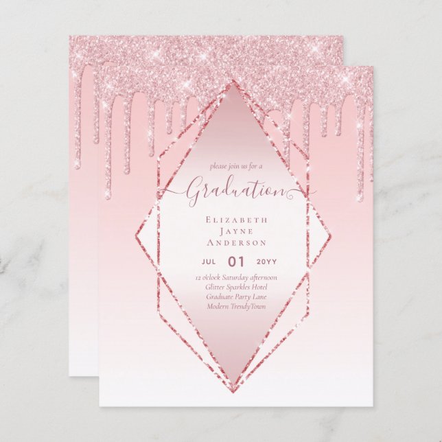 ABSCHLUSS INVITES - Driving Glitzer Girly Glamour (Vorne/Hinten)