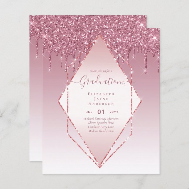 ABSCHLUSS INVITES - Driving Glitzer Girly Glamour (Vorne/Hinten)