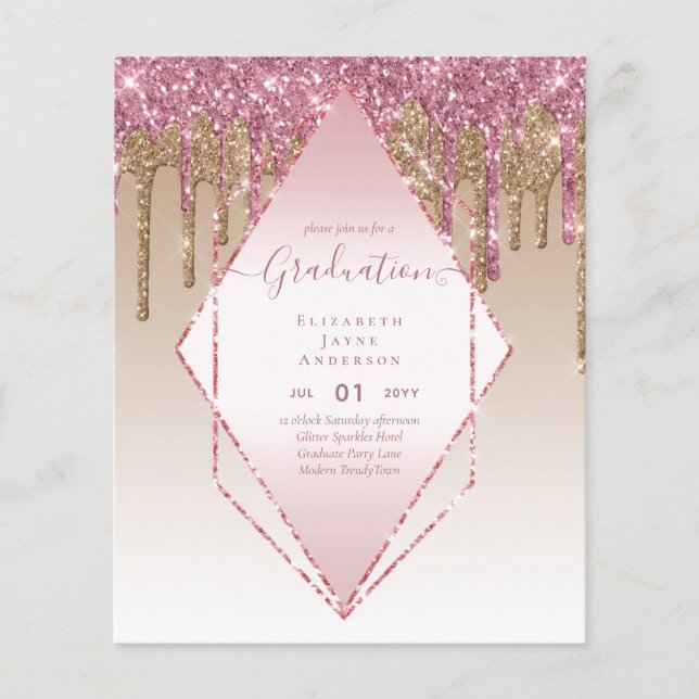 ABSCHLUSS INVITES - Driving Glitzer Girly Glamour Flyer (Vorne)