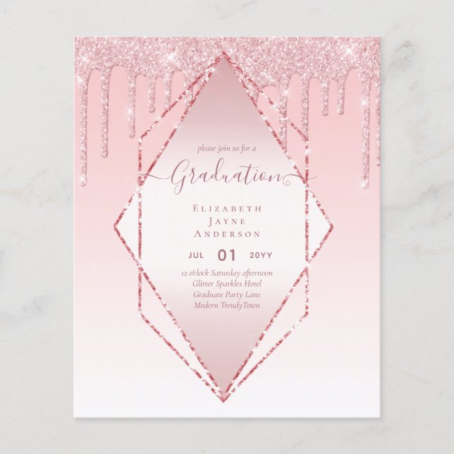 ABSCHLUSS INVITES - Driving Glitzer Girly Glamour Flyer (Vorne)