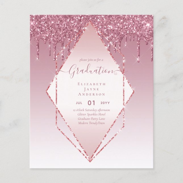 ABSCHLUSS INVITES - Driving Glitzer Girly Glamour Flyer (Vorne)